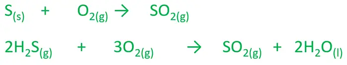 burning sulfur, hydrogen sulfide, metal sulfides to produce sulfur dioxide